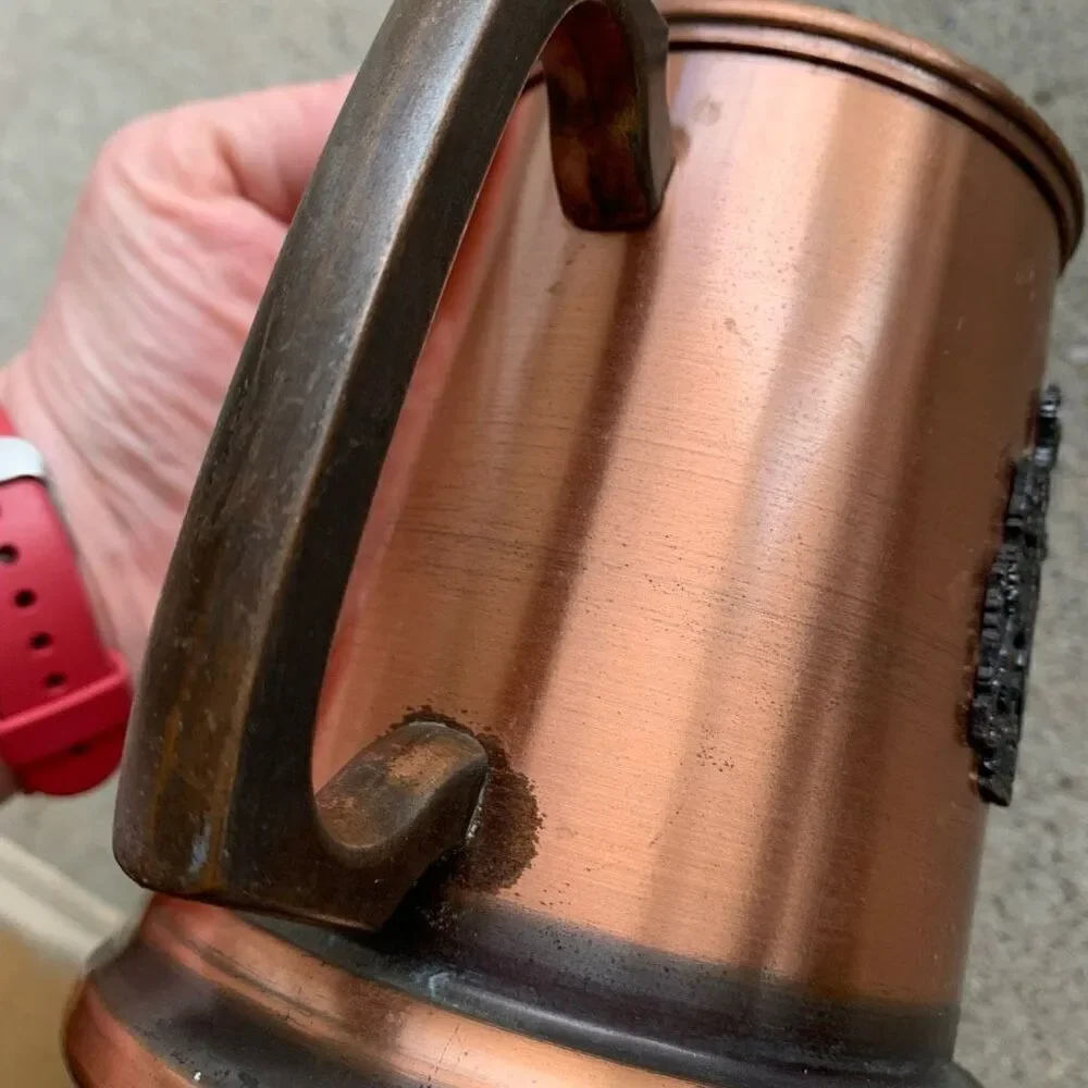 Vintage Copper Beer Stein With Canadian Nationalist Motto Crest